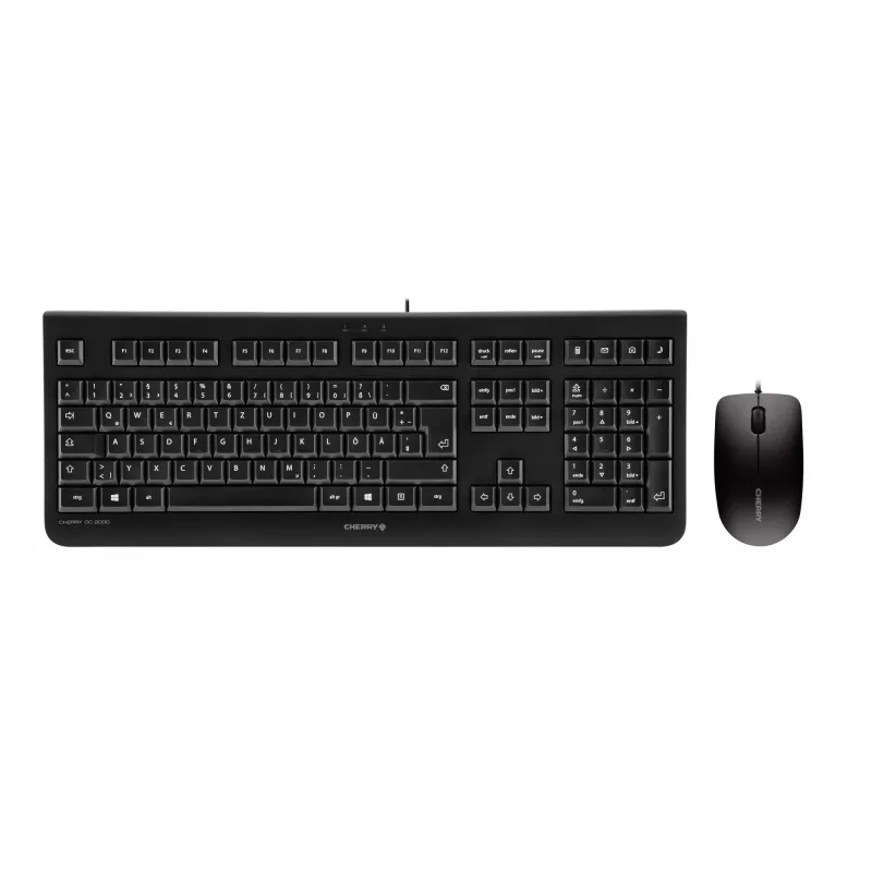 CHERRY DC 2000 Universal USB AZERTY belgiška juoda klaviatūra su pele