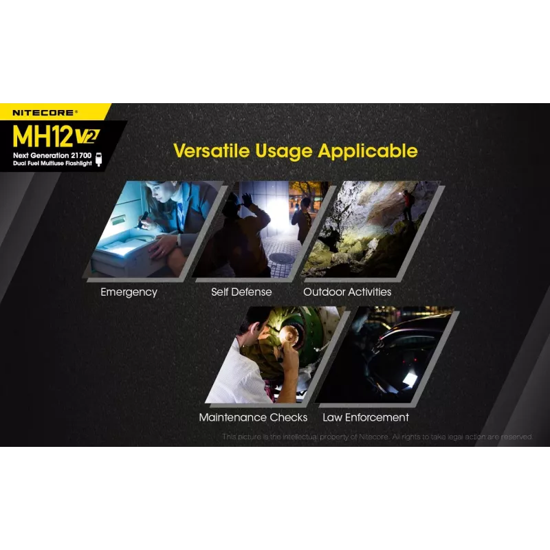 Rankinis žibintuvėlis Nitecore MH12 V2, juodas