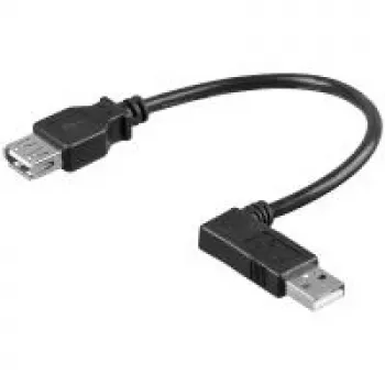 Wentronic Goobay USB 2.0 Hi-Speed prailginimo kabelis, juodas, 0,3 m - USB 2.0 lizdas (A tipo) > USB 2.0 kištukas (A tipo) 90° (95705)