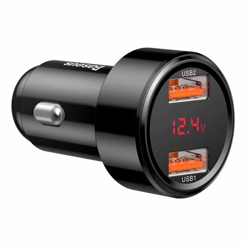 Automobilinis USB greitasis įkroviklis Baseus CCMLC20A-01 – išmaniesiems telefonams, įvestis 12–24 V, išvestis iki 20 V, juoda