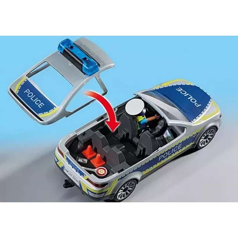 Playmobil policijos automobilis su sirena ir mirksinčia šviesa, įvairiaspalvis, plastikinis, 3+