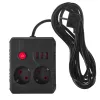 Kištukinis lizdas MACLEAN MCE388 B — 2 kintamosios srovės lizdai, 3×USB A, 110–120V 50/60Hz, 2500W, 3 m laidas, juodas