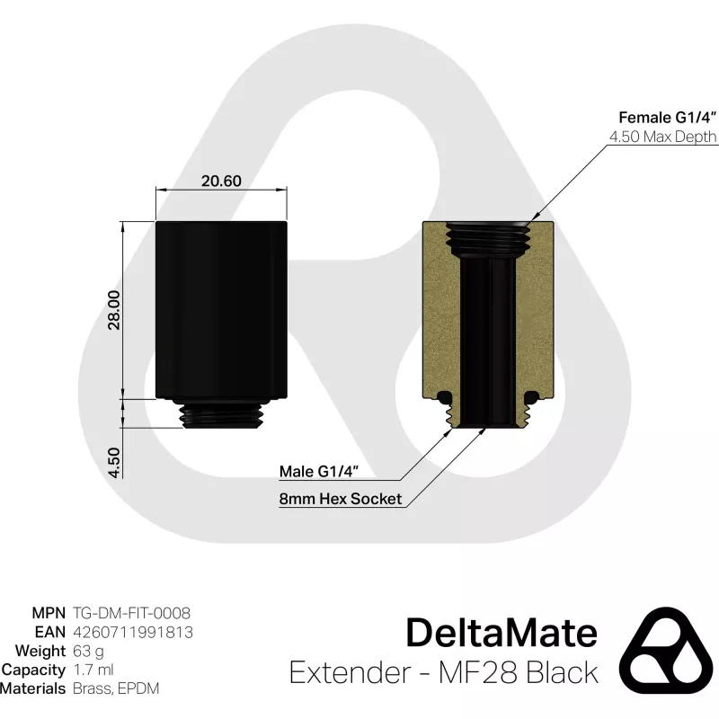 Thermal Grizzly DeltaMate Extender - MF28 juodas (TG-DM-FIT-0008)