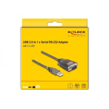 DeLOCK 61400 jungčių adapteris USB A RS-232 Juoda