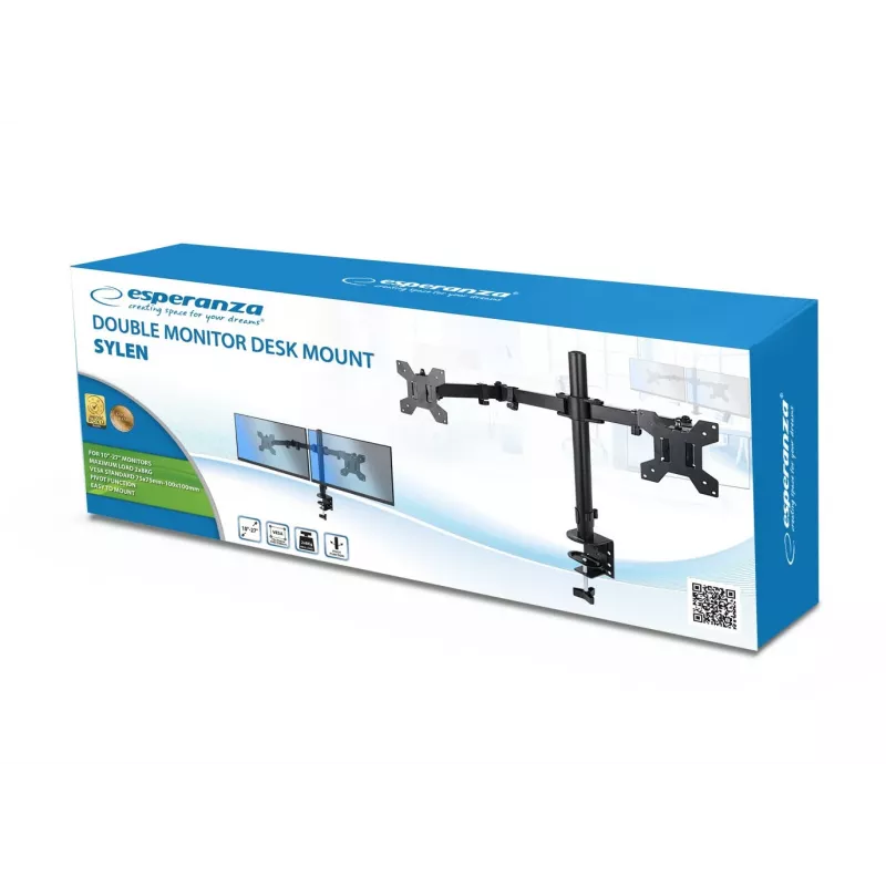 Esperanza ERW018 stalinis laikiklis dviem monitoriams 10-27'' iki 8kg
