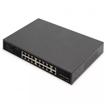Digitus 16 prievadų gigabitinio PoE tinklo komutatorius, 19 colių, nevaldomas, 16 prievadų