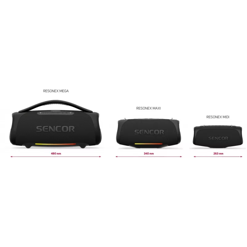 Nešiojamas garsiakalbis SENCOR RESONEXMAXI, 100 W, IPX7 atsparus vandeniui, 10 000 mAh baterija, Bluetooth 5.3, USB-C įkrovimas