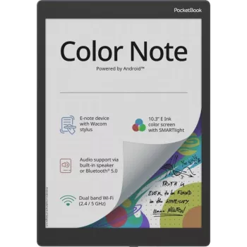 E. knygų skaitytuvas PocketBook Color Note 10,3 col. E Ink Kaleido, 32 GB, Wi‑Fi, jutiklinis ekranas, juoda / mėlyna