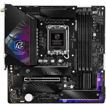 Pagrindinė plokštė ASRock Phantom Gaming Z890M Riptide WiFi — Intel Z890, LGA1851, microATX, DDR5, 4x DIMM, 256GB, Wi‑Fi 6E, 2.5Gb LAN