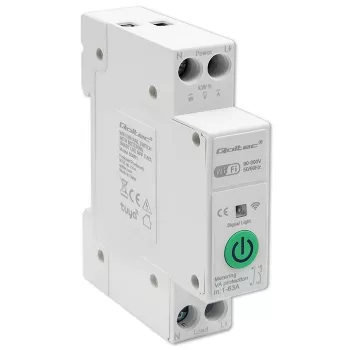 DIN bėgelio WiFi relė QOLTEC 50881 — tinklo perjungimo relė 63A elektros instaliacijoms