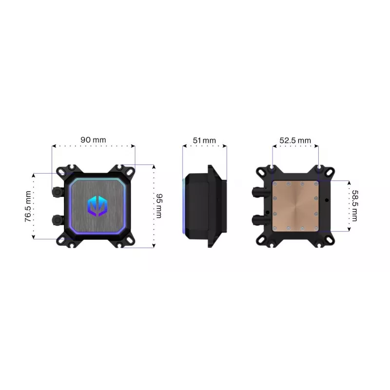 Viskas viename skysčio aušintuvas ENDORFY Navis F360 ARGB Juoda — 360 mm radiatorius, 3x 120×25 mm ventiliatoriai, 250–1800 aps./min., siurblys 1600–2600 aps./min., LGA 1700/AM5/AM4 palaikymas
