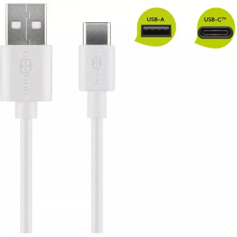 “Wentronic 59130” 2 m USB A USB C kištukas-kištukas baltas USB laidas (59130)