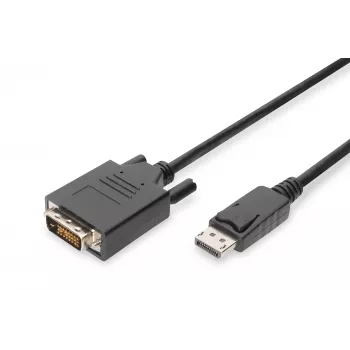 Digitus - DisplayPort kabelis - DisplayPort (M) - DVI-D (M) - 5,0 m (DisplayPort 1.2) - Lietas, varžteliai - Juoda (AK-340301-050-S)