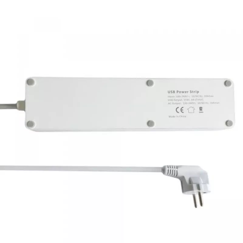WOOX R4028 išmanusis daugializdis kištukas / kištukinis lizdas, 3x Schuko, 4x USB, valdomas per TUYA, baltas