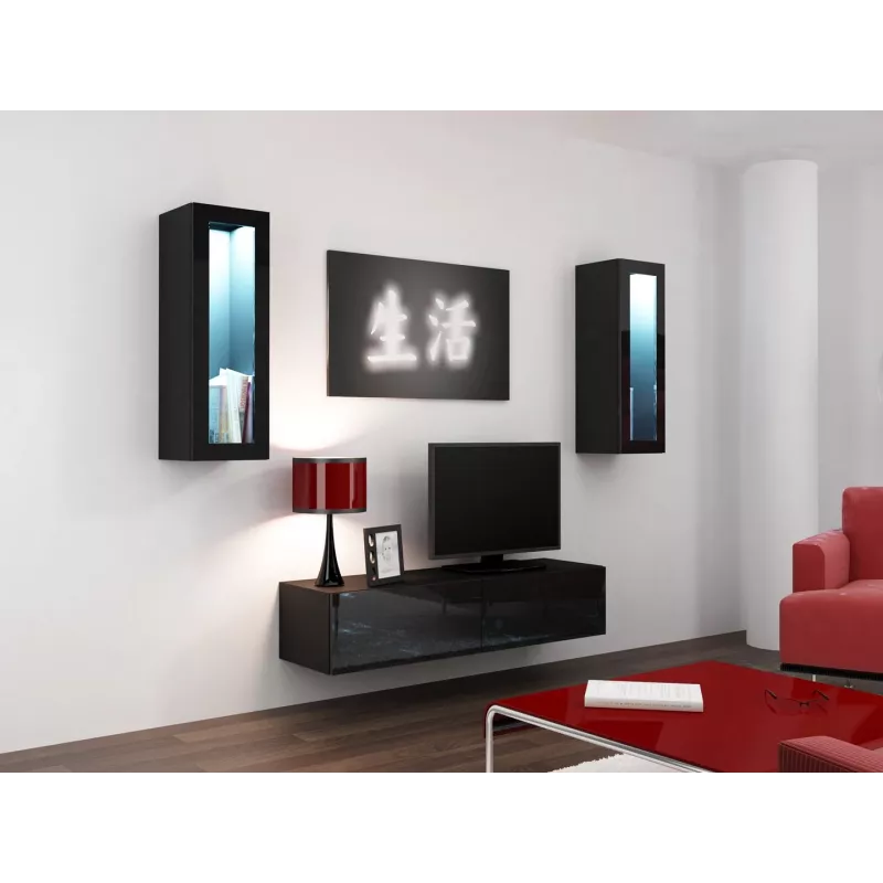 Cama TV stovas VIGO 140 30/140/40 juodas/juodas blizgus