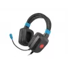Laidinės žaidimų ausinės Fury NFU-1584 su lankstiniu mikrofonu, ausį apgaubiančios, 98 dB, 15–25000 Hz, 2 m laidas, USB ir 3,5 mm, mėlynos