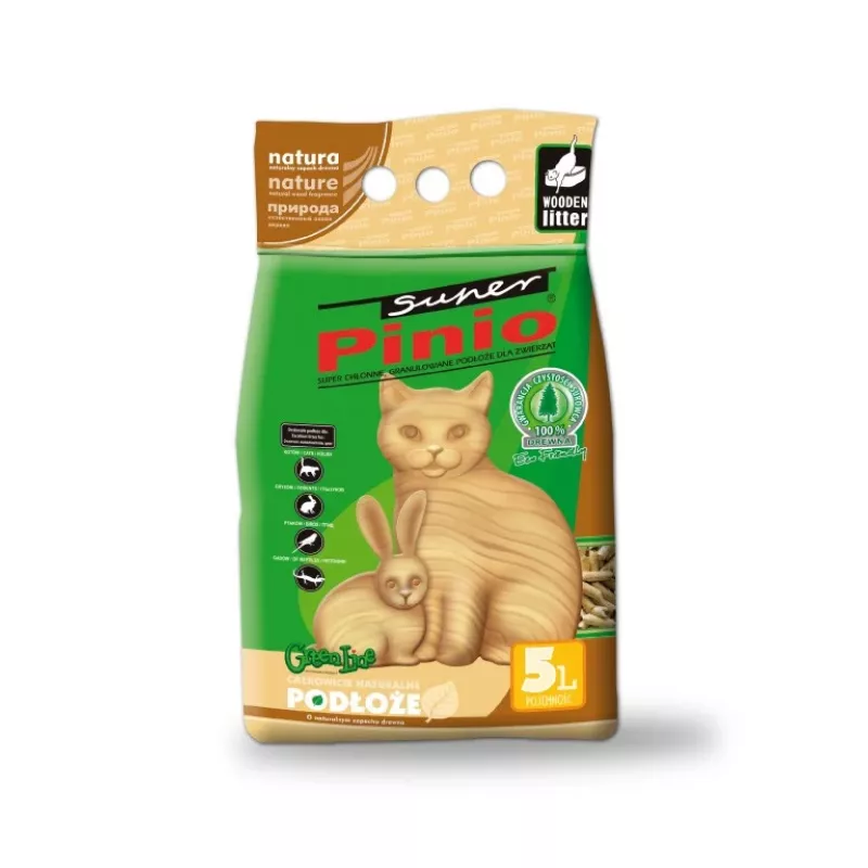 Kačių kraikas CERTECH Super Pinio Natural 5 L — medinės sugeriančios granulės, nesulipantis, nedulkantis