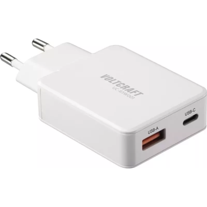 Voltcraft UC-1C1A65W01 USB įkroviklis USB-C USB-A greitas įkrovimas PD 3.0 baltas (VC-17010790)