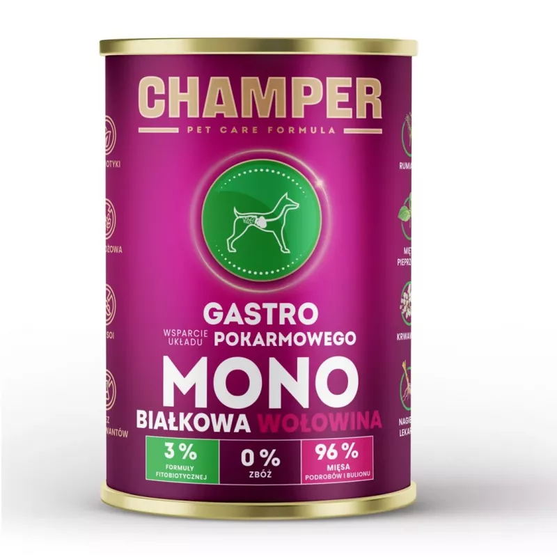 CHAMPER Gastro Monoprotein Beef - šlapias šunų maistas - 400g