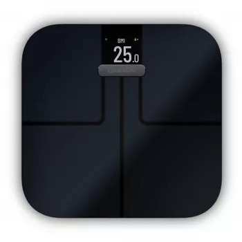 Elektroninės asmeninės svarstyklės GARMIN Index S2 – juodos, maks. 181,4 kg, Wi‑Fi/Bluetooth, kūno sudėties analizė