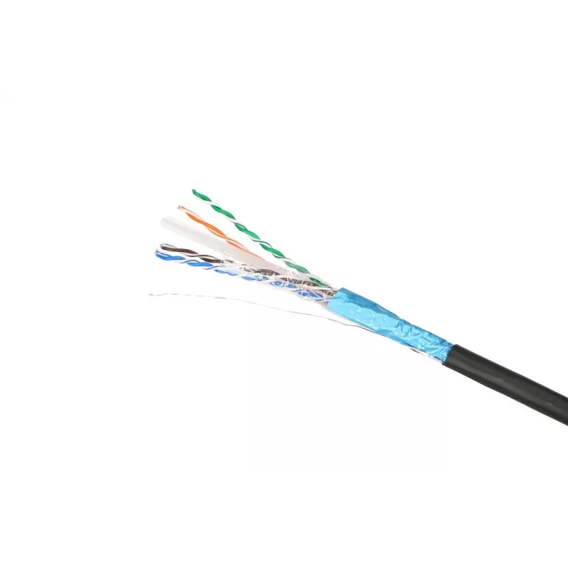 Tinklo kabelis Extralink vytos poros CAT6 FTP (F/UTP) V2 lauko 305M juodas