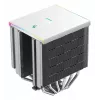 Oro aušintuvas DeepCool AK620 Digital SE White — dvigubi 120 mm ventiliatoriai, 6 šilumos vamzdeliai, PWM, LGA 1700 palaikymas, įmontuotas ekranas