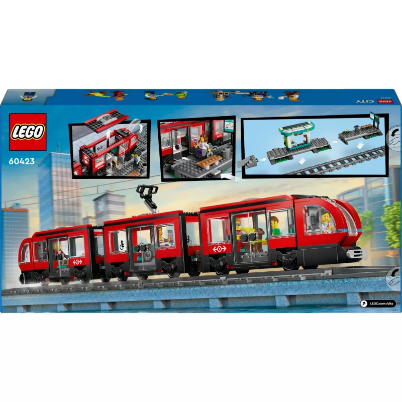 LEGO City miesto tramvajaus ir stoties vaidmenų žaidimo statybų rinkinys vaikams su žaisliniu tramvajumi, dovana berniukams ir mergaitėms nuo 7 metų, kurie mėgsta transporto priemones