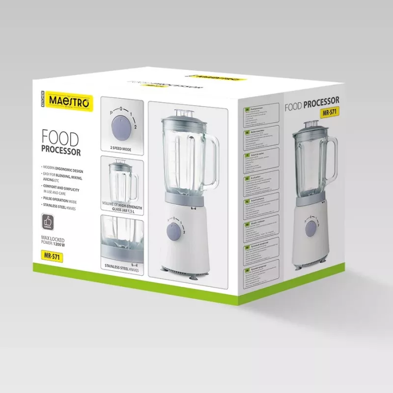Virtuvinis kombainas Maestro MR-571 1200W balta/pilka — daugiafunkcis virtuvinis kombainas