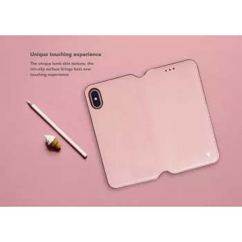 Dėklas-knygelė VixFox, skirtas iPhone XSMAX — Rožinis, apsauginis piniginės stiliaus