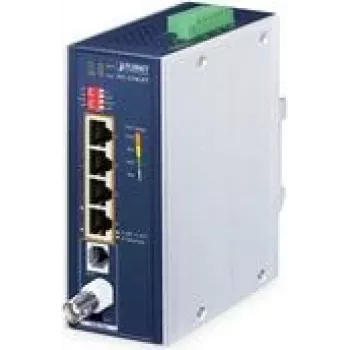 Tinklo siųstuvas-imtuvas PLANET IVC-234GPT — 4 prievadų 1G Ethernet PoE į VDSL2 plėtiklis, aliuminis / mėlynas