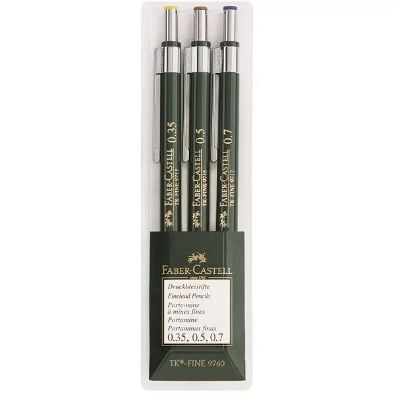 Mechaninis pieštukas Faber-Castell TK-FINE 0.7 mm žalias 3 vnt.