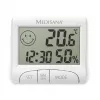 Elektroninis vidaus higrometras Medisana HG 100 — Skaitmeninis termometras, drėgmė 20–90%, temp. -10–50 °C, stalinis ekranas, baterija AAA