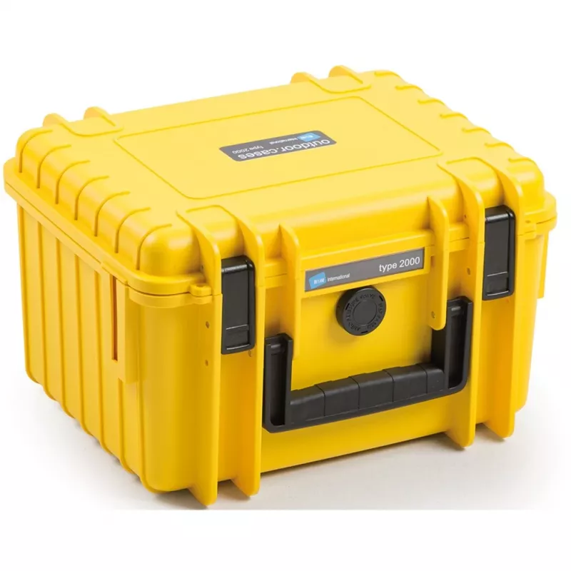 B&W Cases type 2000 geltonas polipropileno dėklas, atsparus dulkėms, smūgiams ir purslams