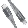 USB 2.0 adapterio laidas, USB-C kištukas > Lightning kištukas (sidabrinė/pilka, 1 metras, PD, aptrauktas)