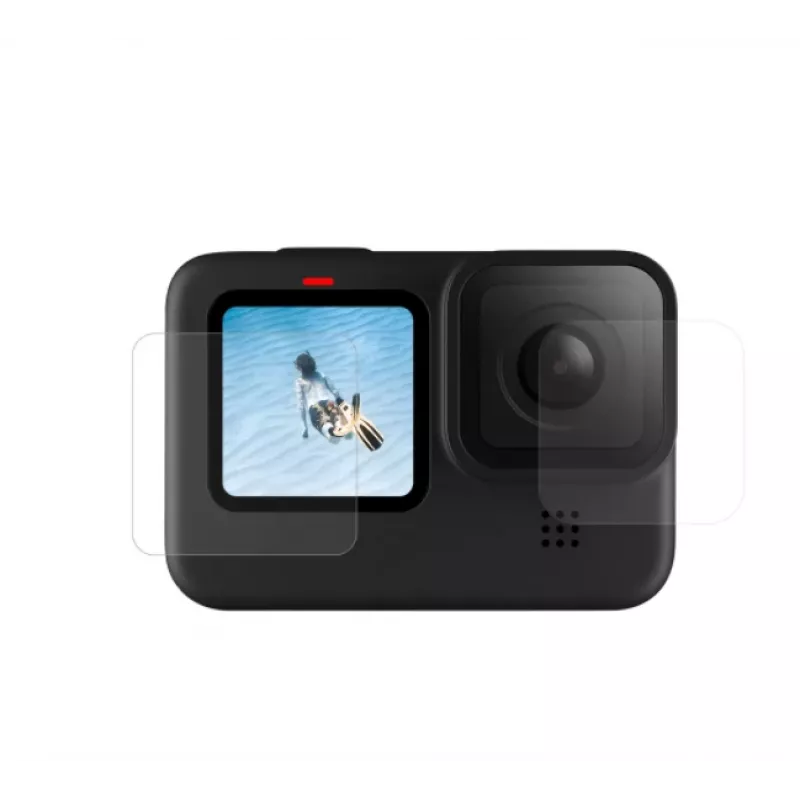 Ekrano ir objektyvo apsauginis stiklas Telesin GP-FLM-902, skirtas GoPro Hero9 — apsauginis stiklas ekranui ir objektyvui