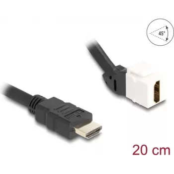 DeLOCK Keystone modulio kabelis HDMI kištukas-kištukinis lizdas 45° kampuotas 8K 60 Hz 20 cm juodas