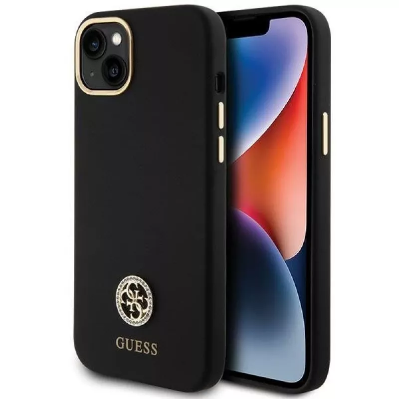 GUESS | GUHCP15M4DGPK | Nugarėlės dangtelis | Apple | iPhone 15 Plus/14 Plus | TPU, silikonas, mikropluoštas | juoda