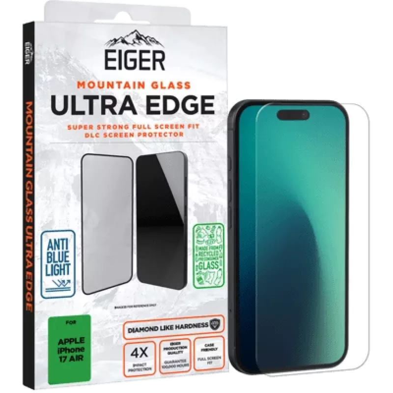 Grūdinto stiklo ekrano apsauga Eiger Mountain Glass Eiger SP Ultra Edge, skirta iPhone 17 Air EGMSP00341