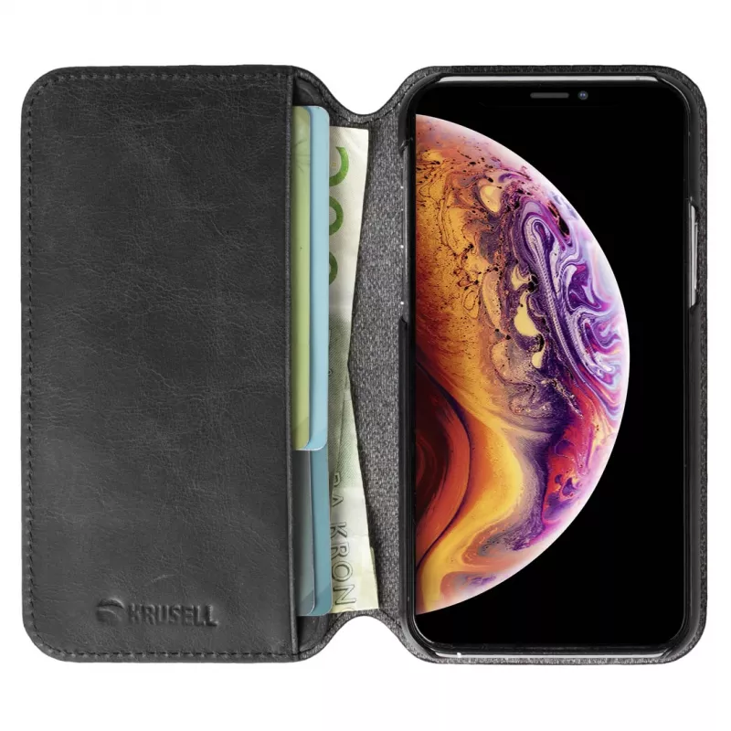 Krusell Sunne PhoneWallet Apple iPhone 11 Pro Max vintage Juoda