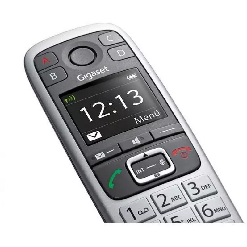 Gigaset E560 telefono DECT belaidis telefonas su skambučio numerio atpažinimu, juodas, sidabrinis