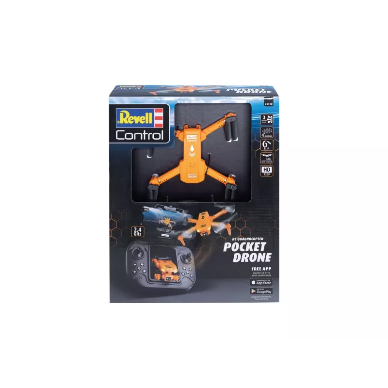 RC kvadrokopteris REVELL Pocket Drone 23810 — 2,4 GHz, 4 kanalų nuotolinio valdymo pultas