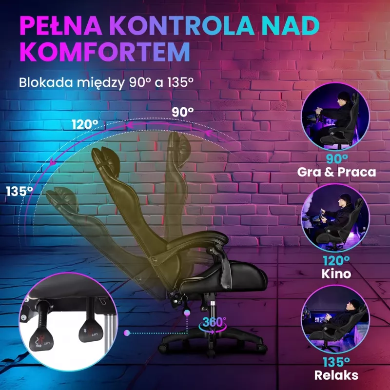 Extralink Gaming | Žaidimų kėdė | biuro, sukiojama, kaušo formos, juoda, G-524