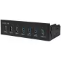 LogiLink USB 3.0 hub, 7 prievadų 5.25 vidinis, su greito įkrovimo prievadu - Hub - 6 x SuperSpeed USB 3.0 + 1 x SuperSpeed USB 3.0 (įkrovimui)