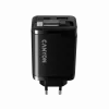 Įkroviklis CANYON OnCharge 65RC su integruotu USB-C laidu, 65W, 1x PD, 1x QC, ES kištukas, juodas