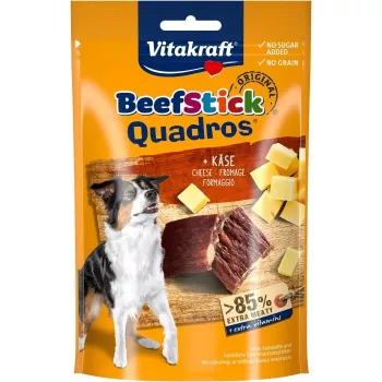 Šunų skanėstas Vitakraft Beef Stick Quadros 70 g — hipoalerginis kietas kiaulienos užkandis, be glitimo, be cukraus