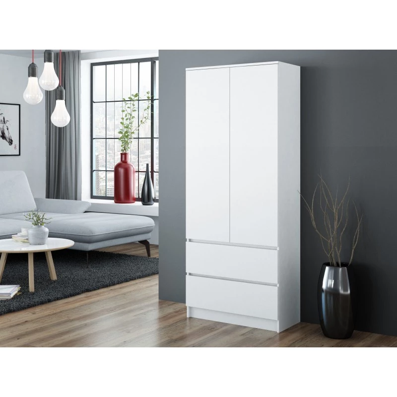 Wardrobe Top E Shop SZAFA MALWA B 5 lentynos 2 varstomos durys balta 900×500×1800 mm