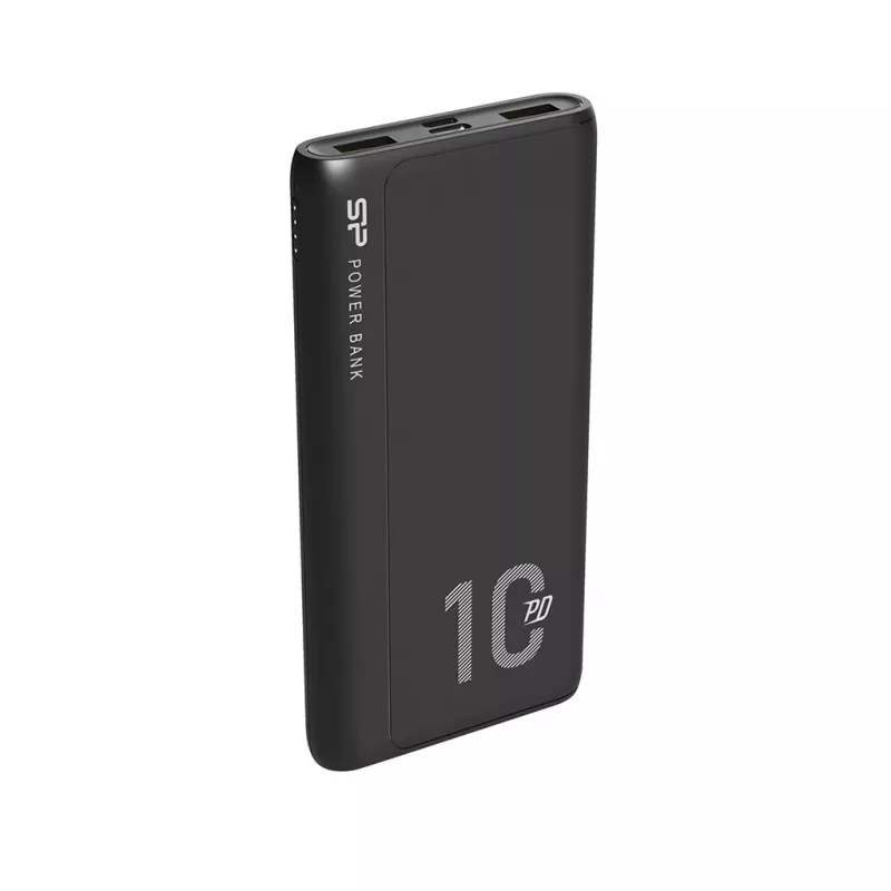 Nešiojamasis įkroviklis Silicon Power QP15 10000 mAh, LiPo, 2x USB-A + 2x USB-C, Micro-USB įvestis, juodas