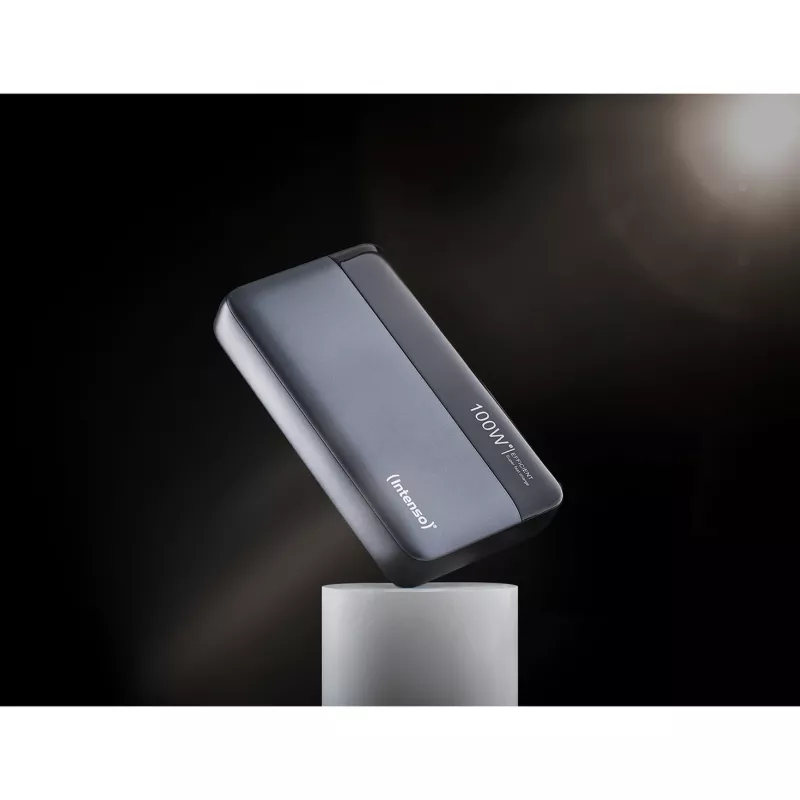Išorinė baterija INTENSO 7350050 — 20000 mAh, 1× USB-A + 2× USB-C, 100 W bendra išvestis, juoda/pilka