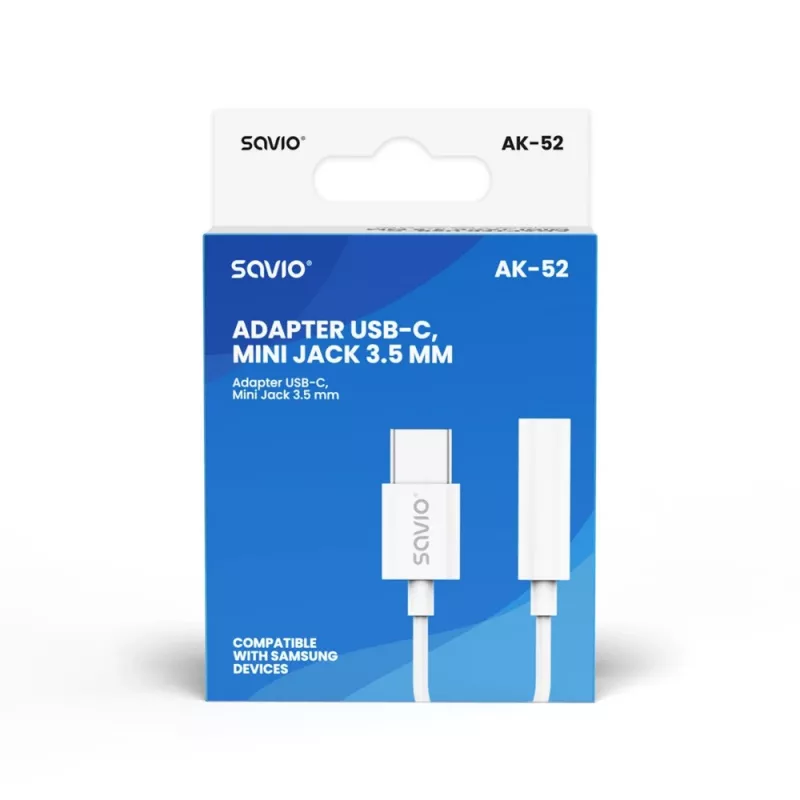 USB Typee 3.1 C (M) – Jack 3.5mm (F) Audio adapter Balta SAVIO AK-52