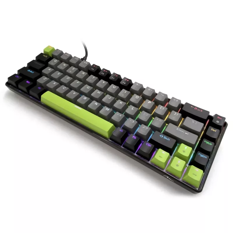 Mechaninė klaviatūra MEDIA-TECH MT1260 Red Core MX60, 60 % formos koeficientas, CHERRY MX Red jungikliai, RGB apšvietimas, USB, žalia